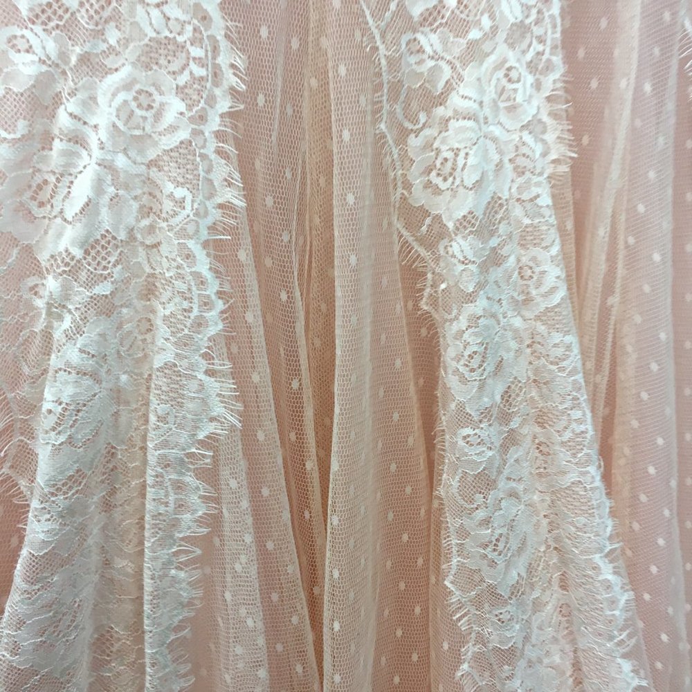 BLUSH Champagne Lace Rustic Wedding Dress, Cap Sleeve, Boat Neck Elegant Mother - Picture 14 of 15